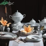 سرویس چینی زرین مدل نئوکلاسیک طرح سفید ساده