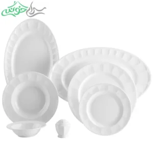 سرویس چینی زرین مدل نئوکلاسیک طرح سفید ساده